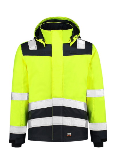 work jacket unisex midi parka high vis bicolor with logo