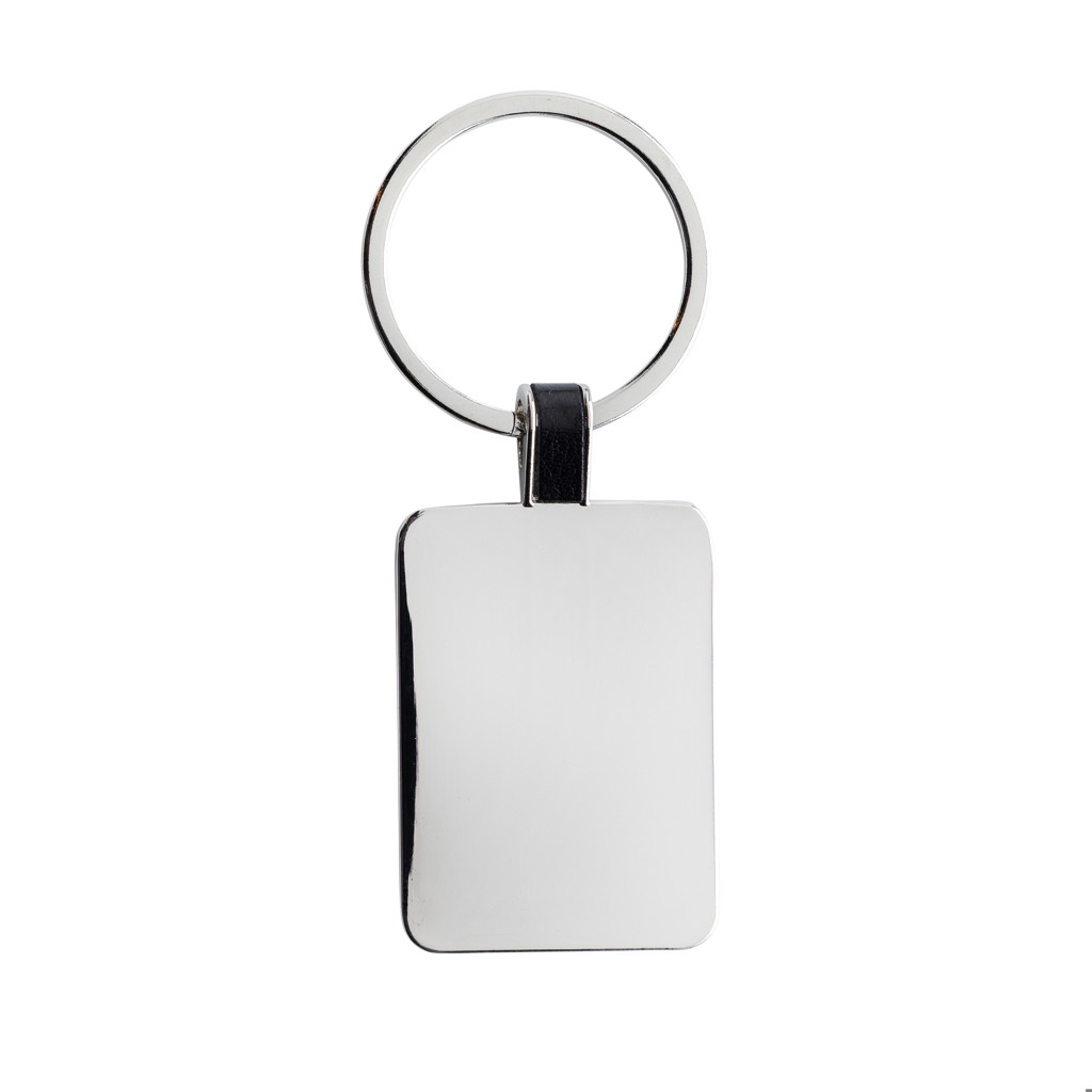 keyring rectangle recycled metal with logo