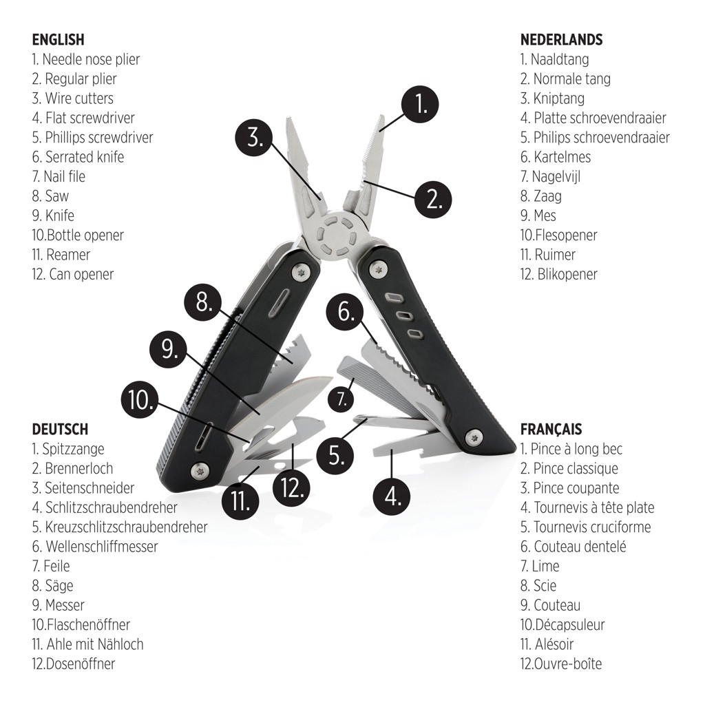 solid multitool with logo