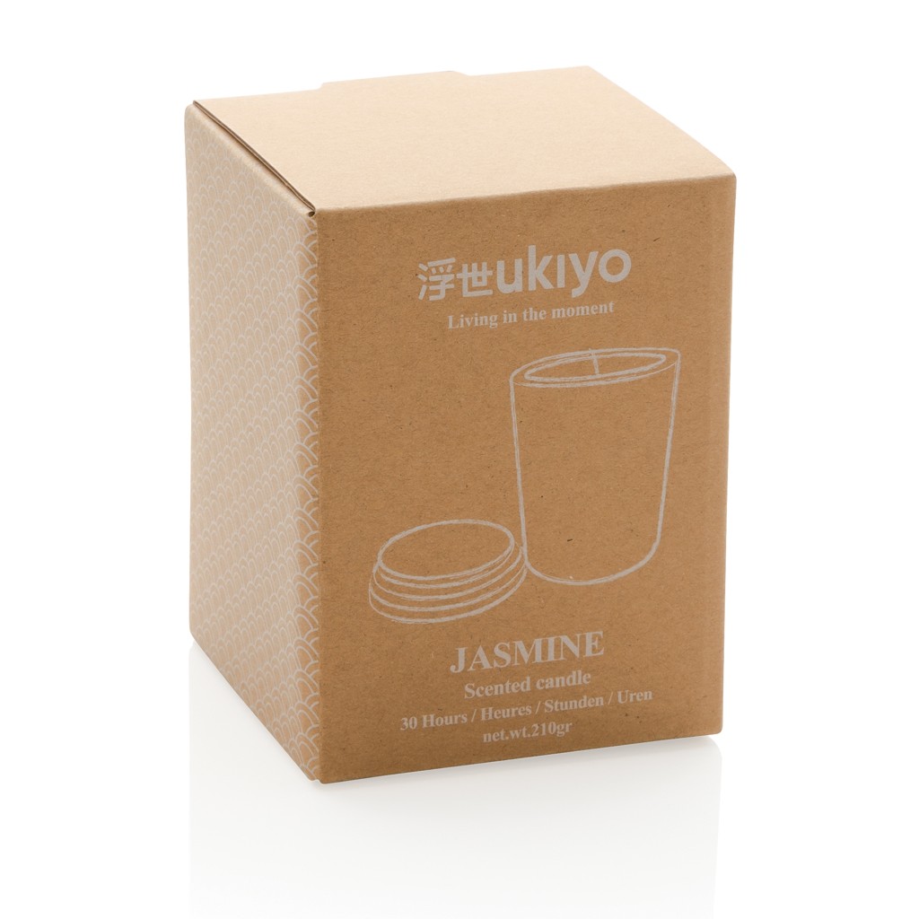 ukiyo deluxe scented candle with bamboo lid with logo