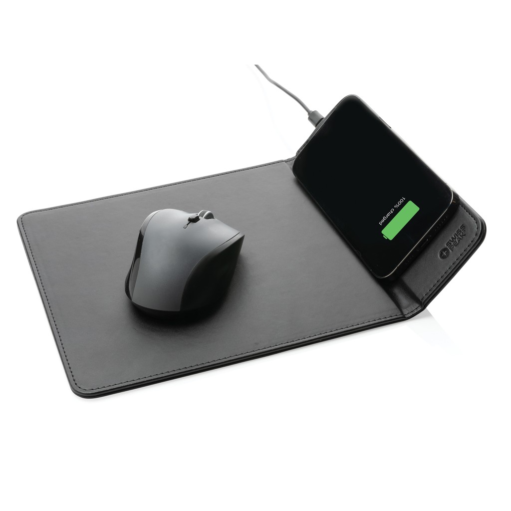 swiss peak rcs recycled pu 10w wireless charging mousepad with logo