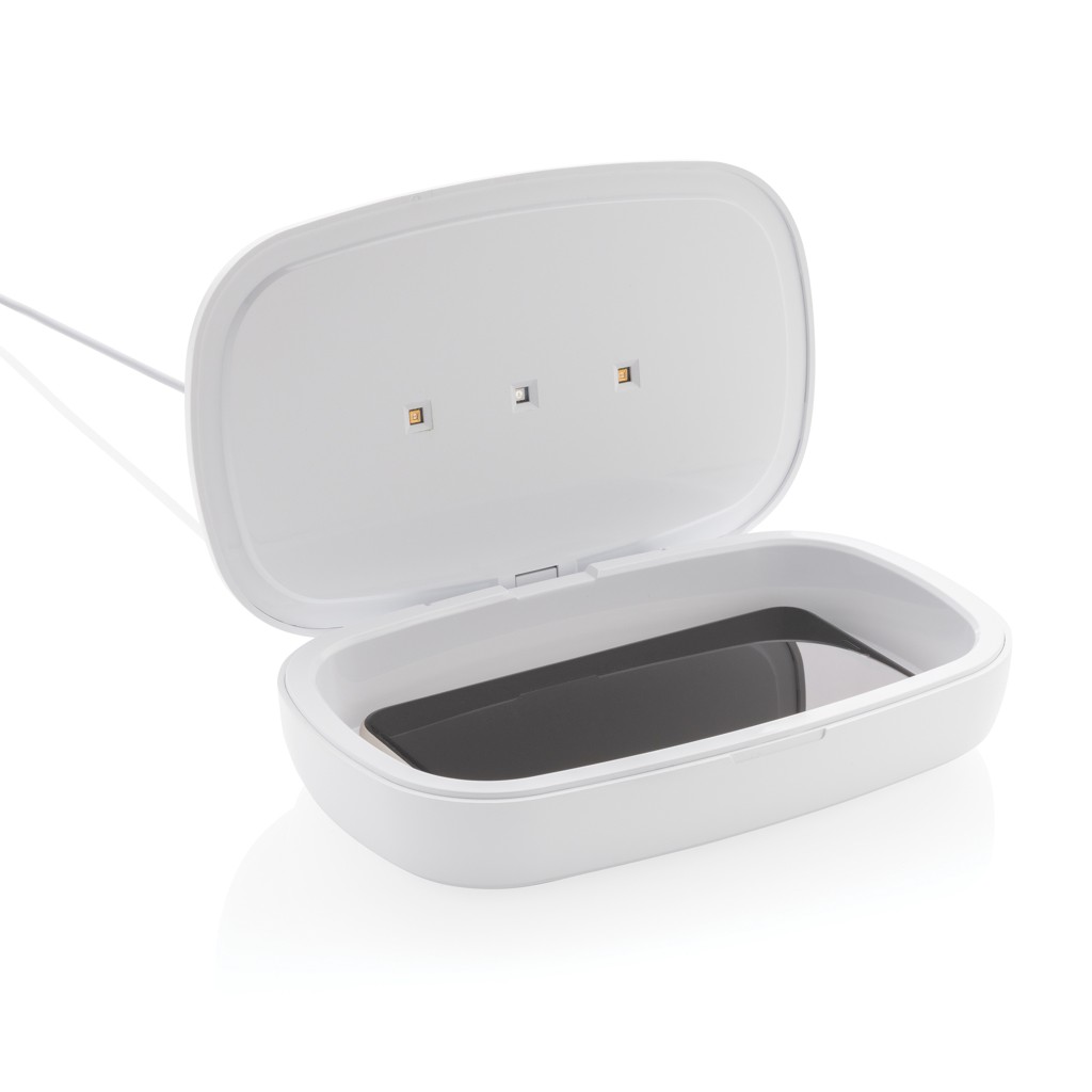 uv-c steriliser box with 5w wireless charger with logo