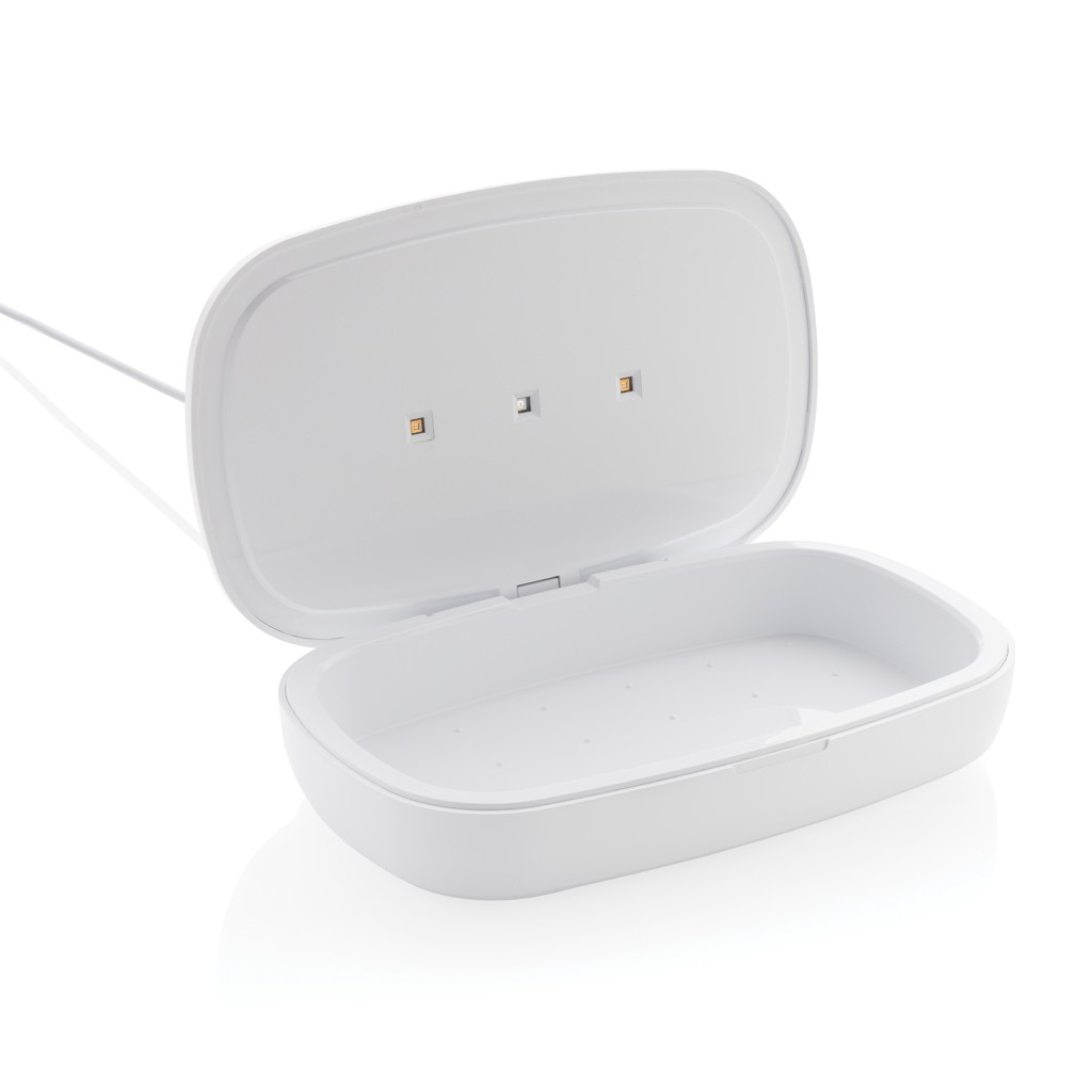 uv-c steriliser box with 5w wireless charger with logo