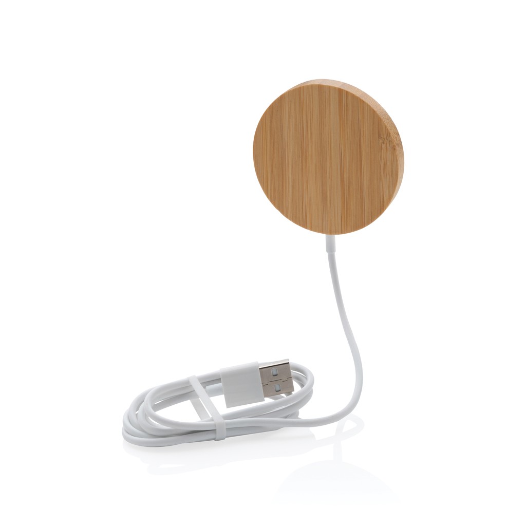 10w bamboo magnetic wireless charger with logo