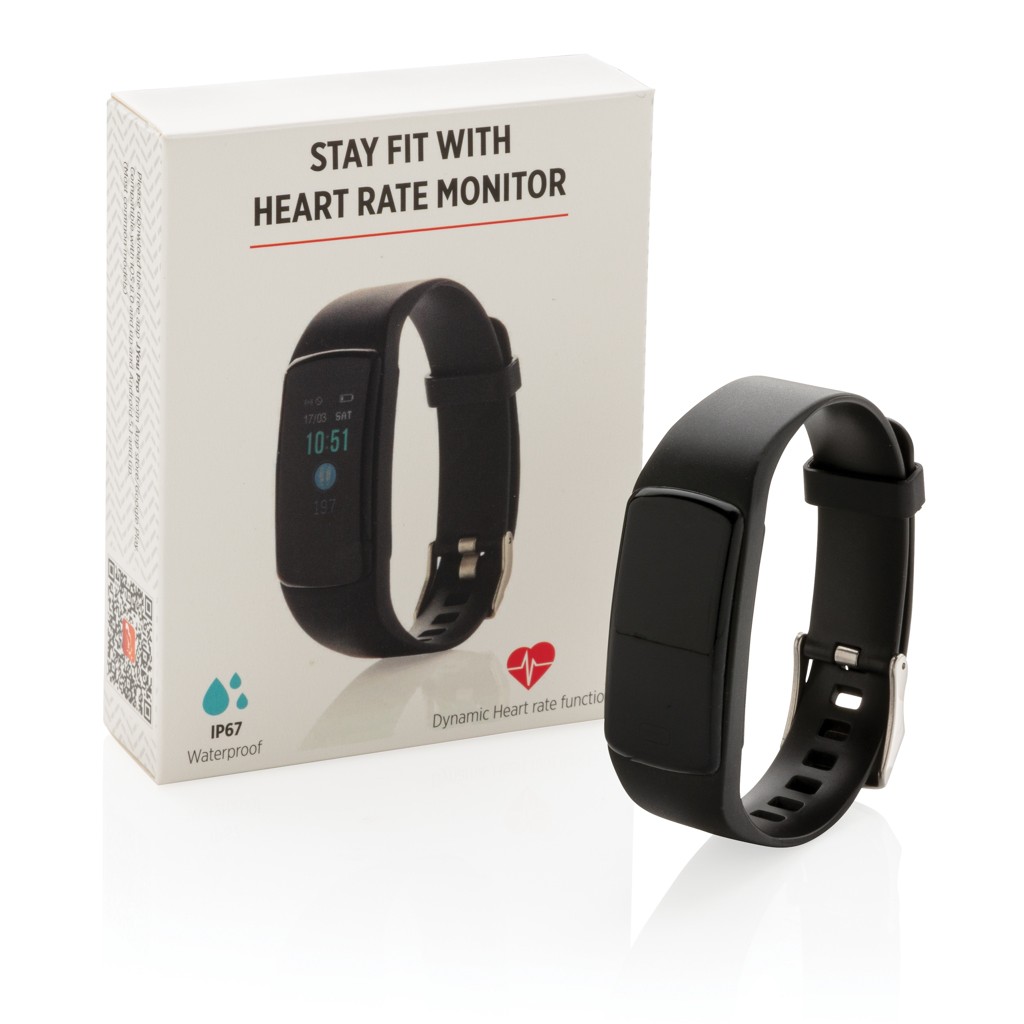 stay fit with heart rate monitor with logo