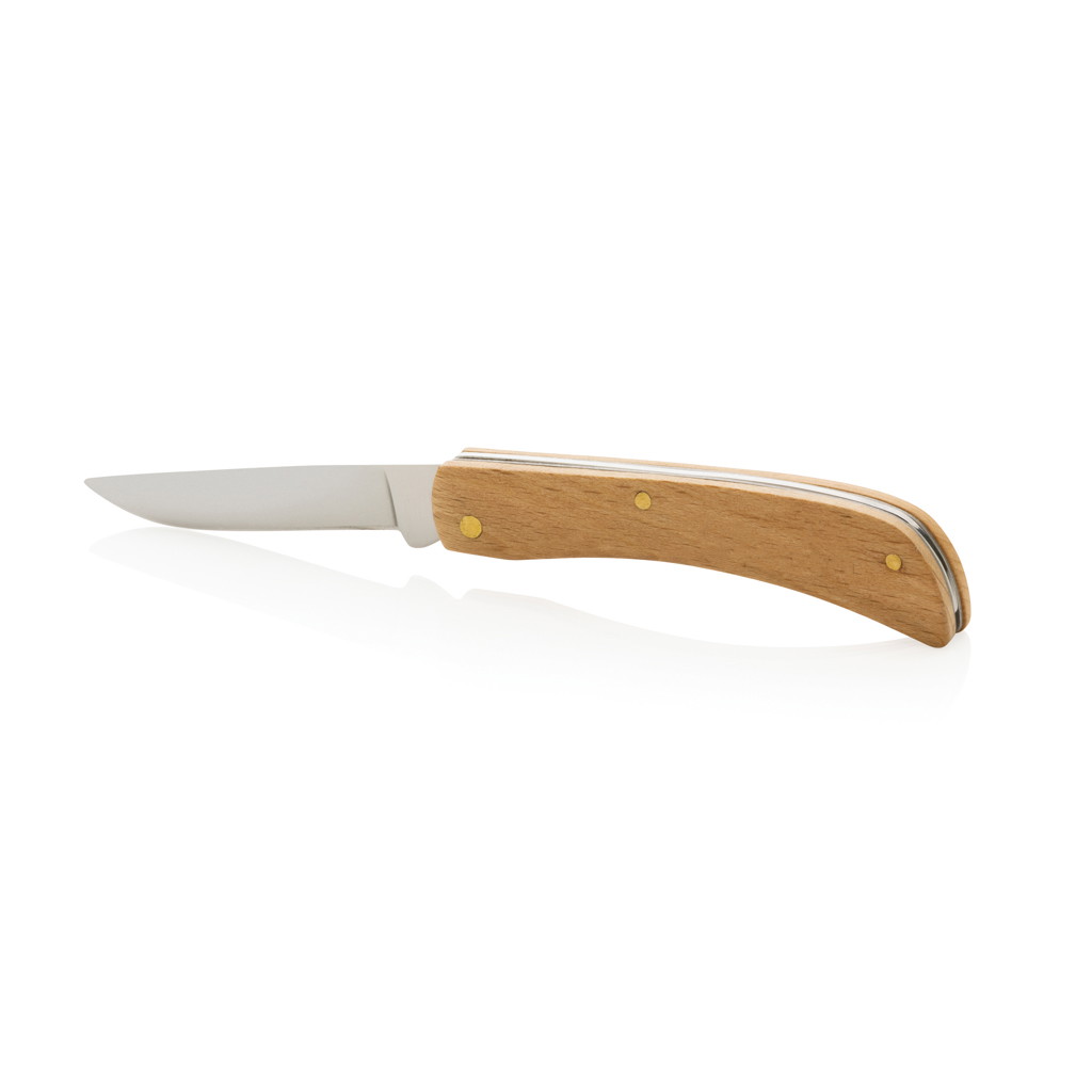 pocket knife wood with logo