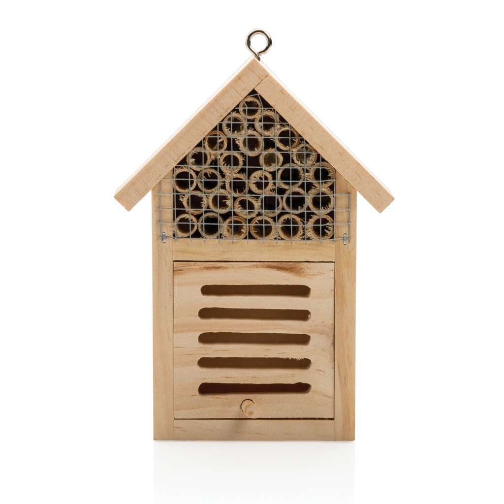 small insect hotel with logo