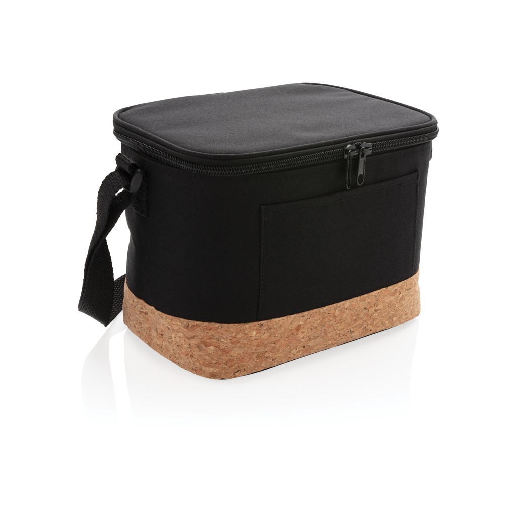 two tone cooler bag with cork detail with logo