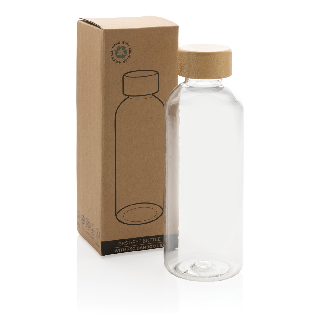 grs rpet bottle with bamboo lid with logo
