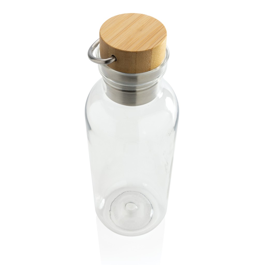 grs rpet bottle with bamboo lid and handle with logo