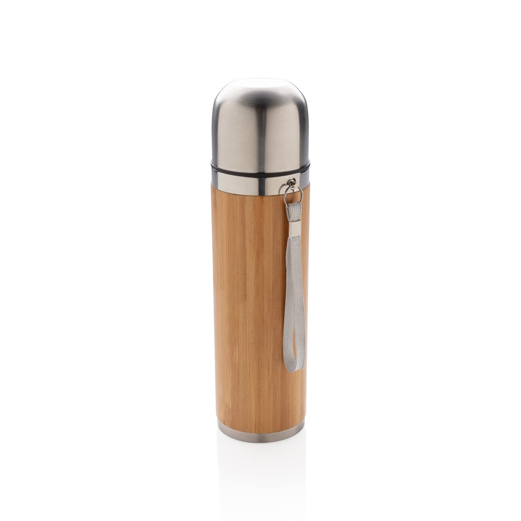 bamboo vacuum travel flask with logo