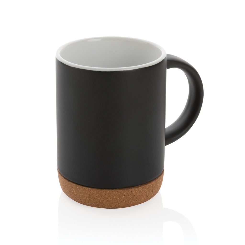 ceramic mug with cork base with logo