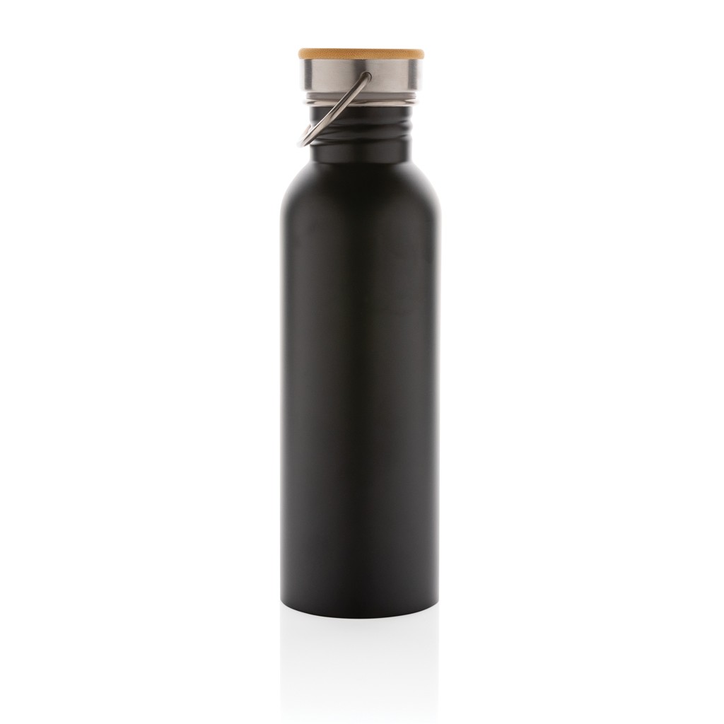 modern stainless steel bottle with bamboo lid with logo