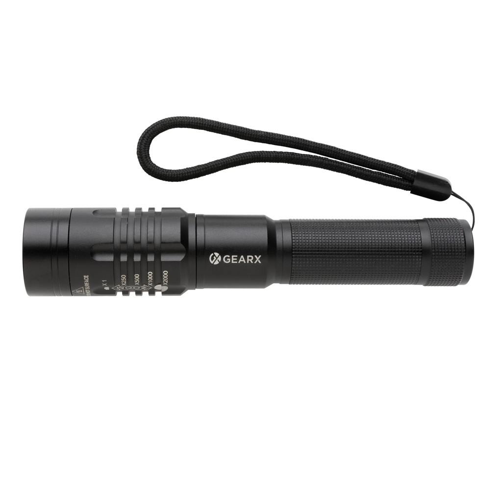 gear x usb re-chargeable torch with logo