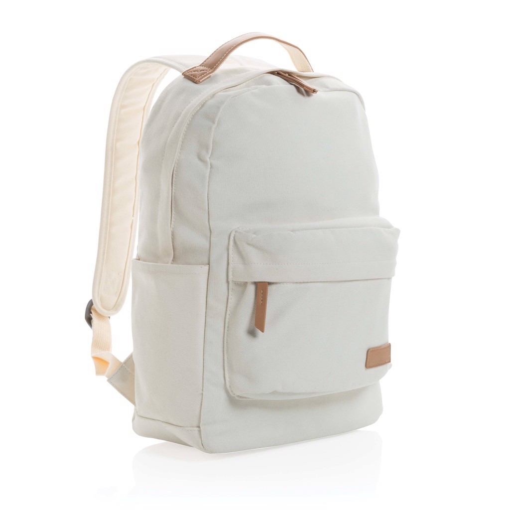 impact aware™ 16 oz. recycled canvas backpack with logo