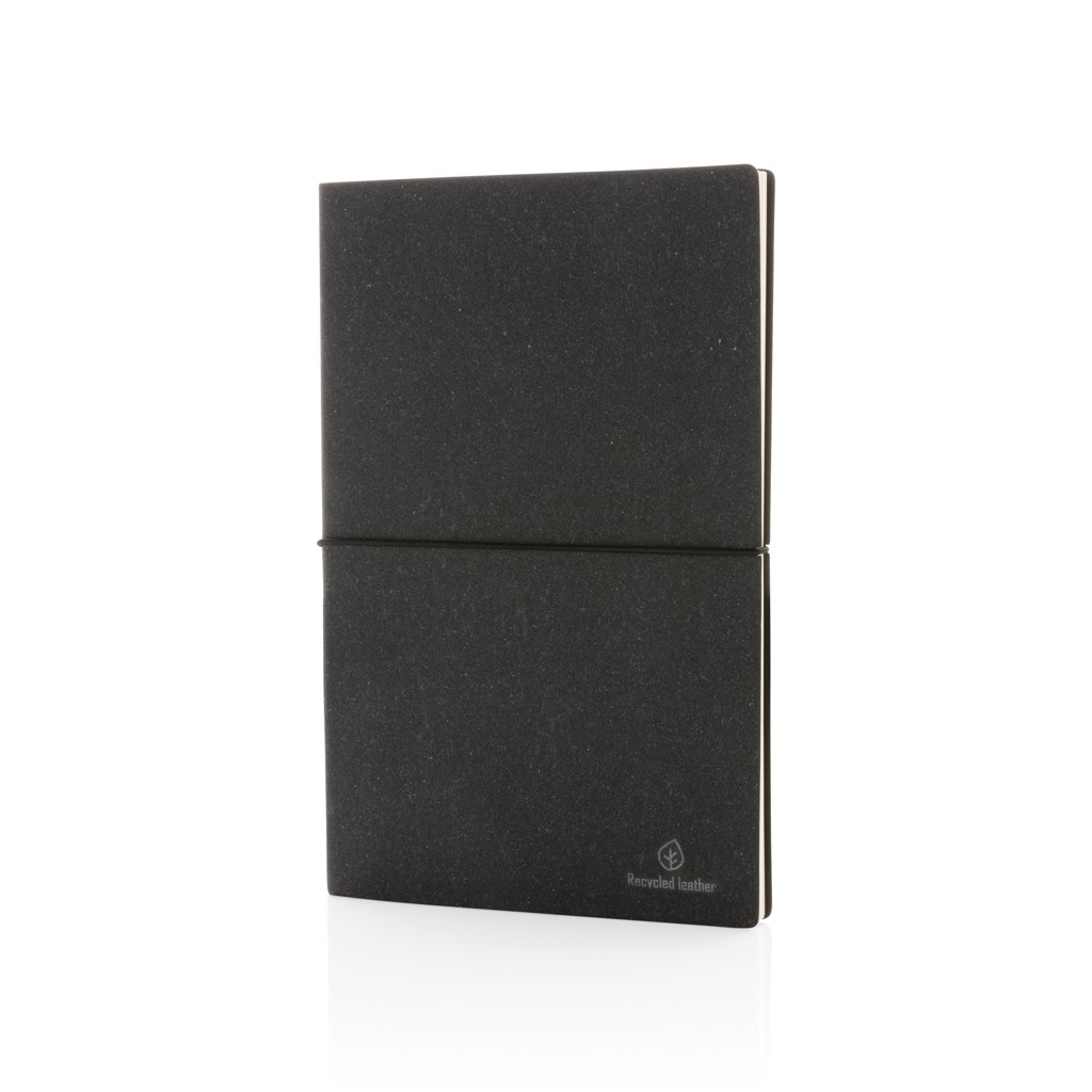 a5 recycled leather notebook with logo