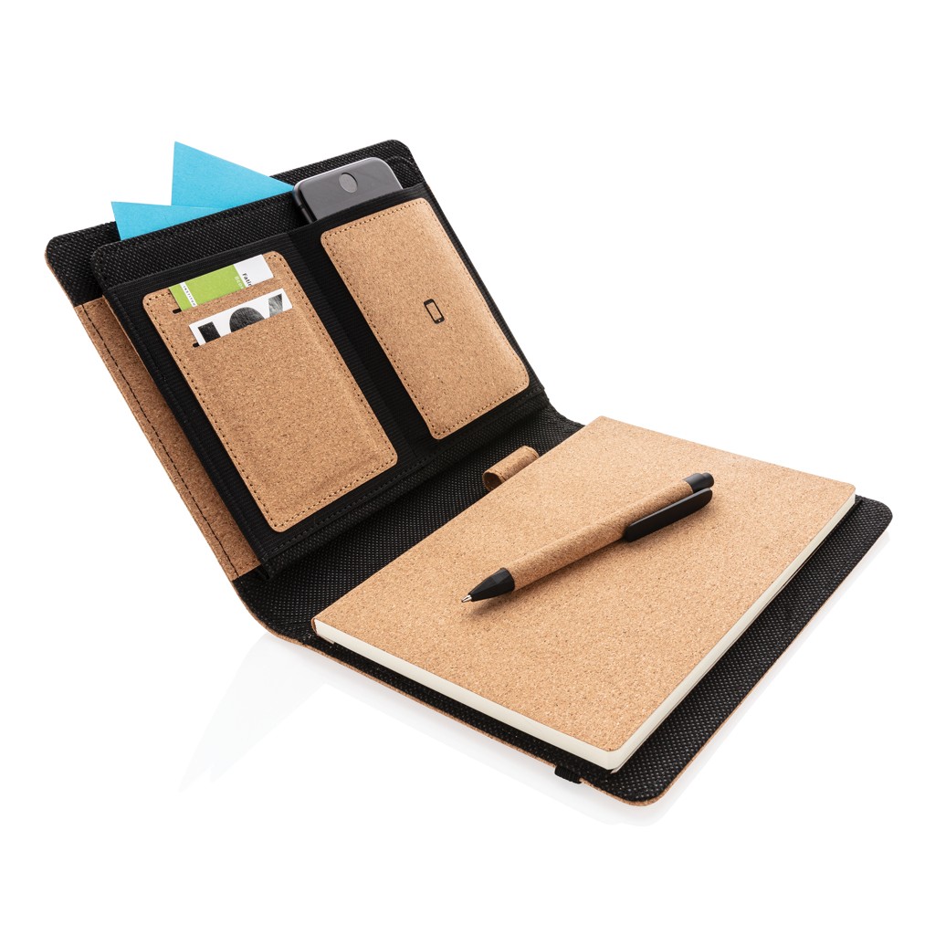 deluxe cork portfolio a5 with pen with logo