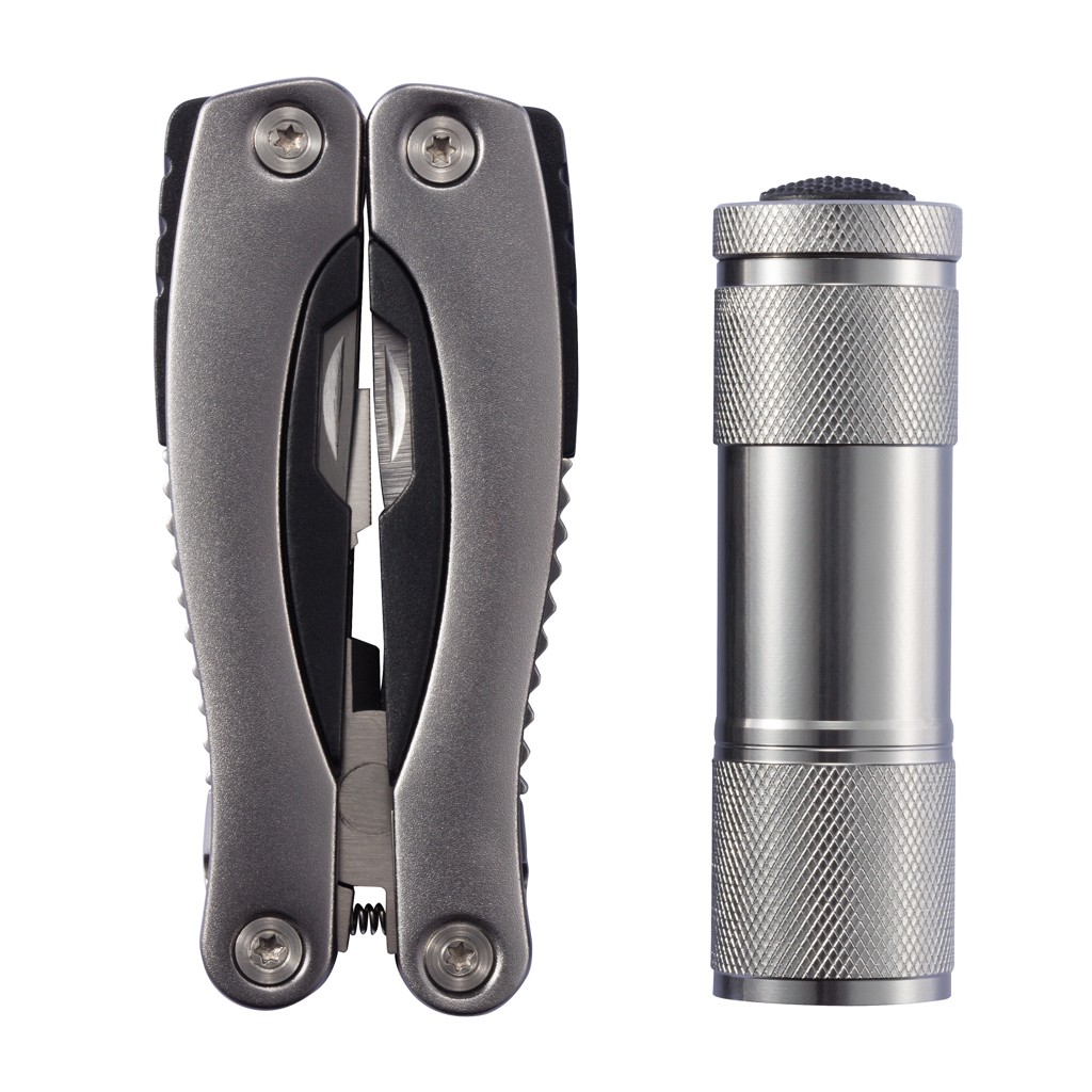 multitool and torch set with logo